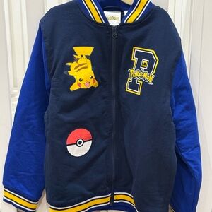 NWT Blue Pokémon Pikachu Varsity Jacket Letterman Jacket Size 7/8